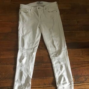 Just black distressed white jeans
